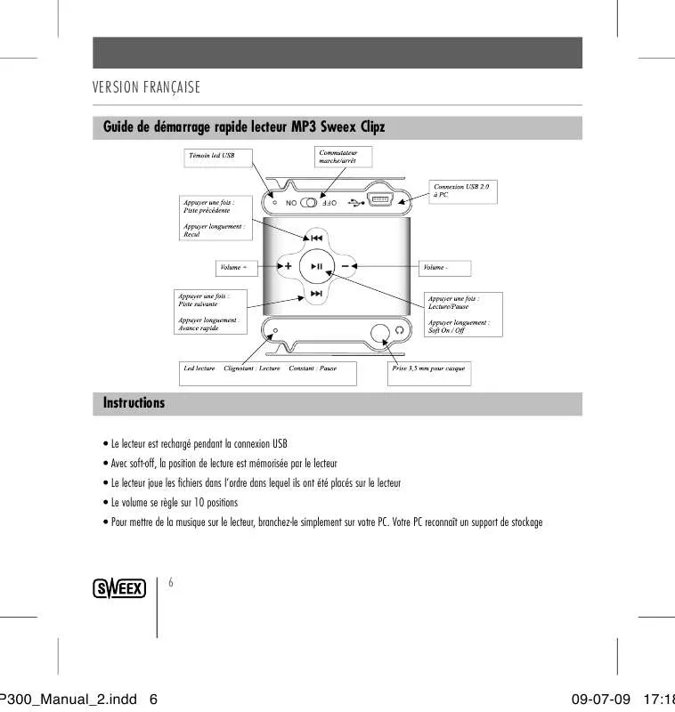 Mode d'emploi SWEEX MP300