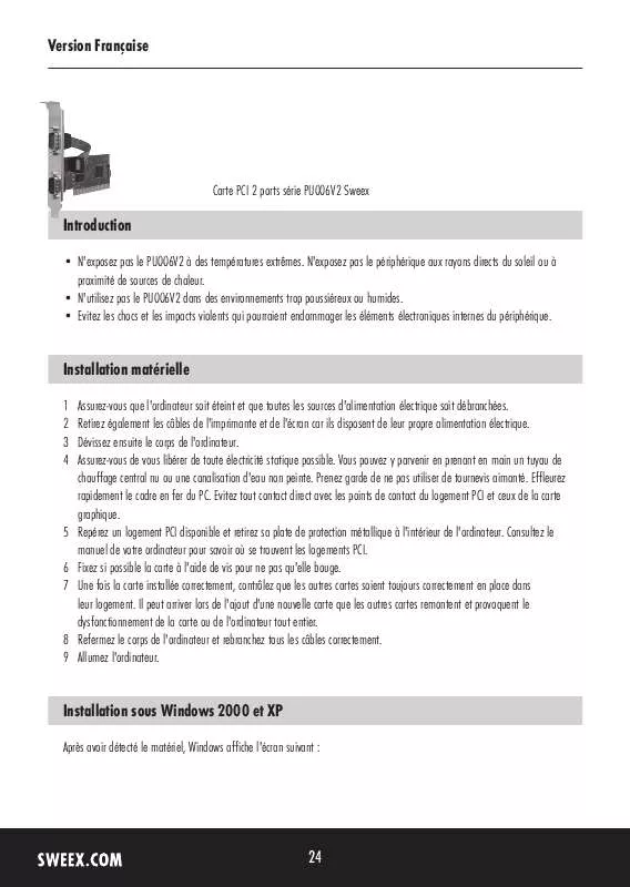 Mode d'emploi SWEEX PU006V2