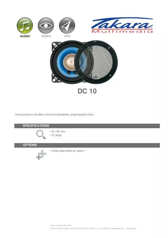 Mode d'emploi TAKARA DC 10