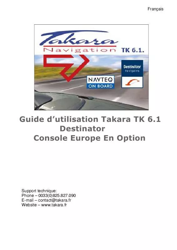 Mode d'emploi TAKARA NAVIGATION TK 6.1