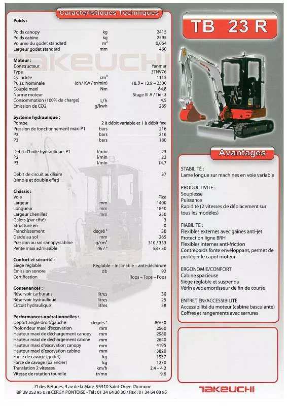 Mode d'emploi TAKEUCHI TB 23R