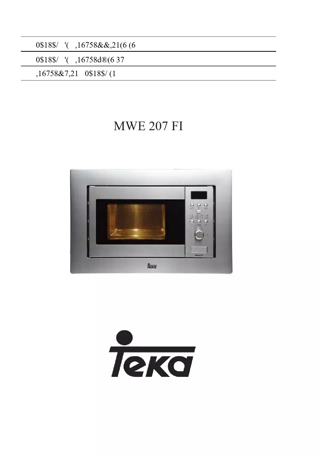 Mode d'emploi TEKA MWE 207 FI