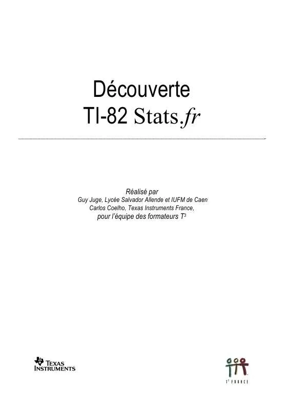 Mode d'emploi TEXAS INSTRUMENTS TI-82 STATS FR