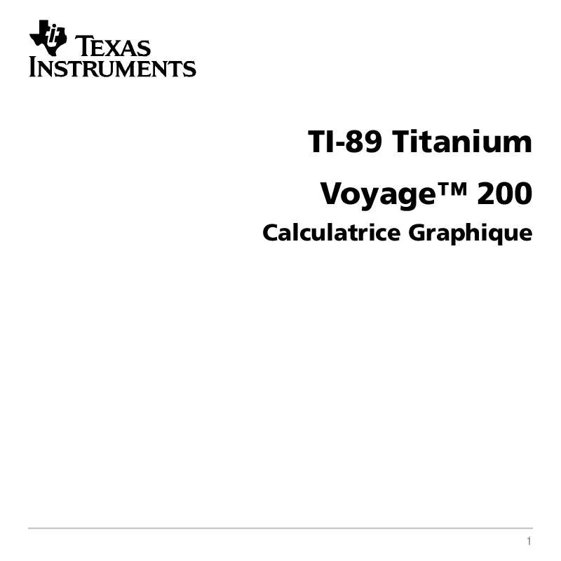 Mode d'emploi TEXAS INSTRUMENTS TI-89 TITANIUM-VOYAGE 200