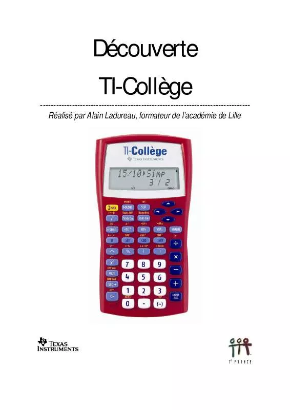 Mode d'emploi TEXAS INSTRUMENTS TI-COLLEGE