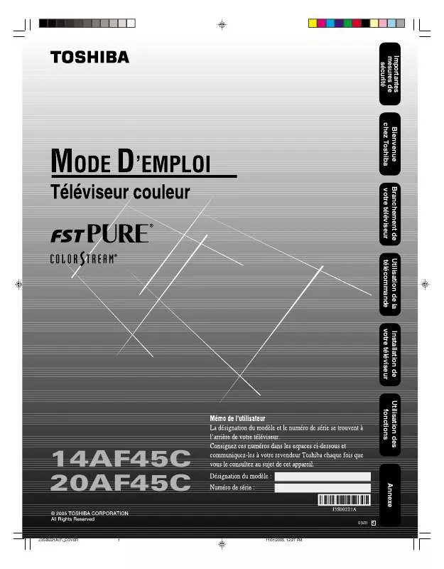 Mode d'emploi TOSHIBA 14AF45C