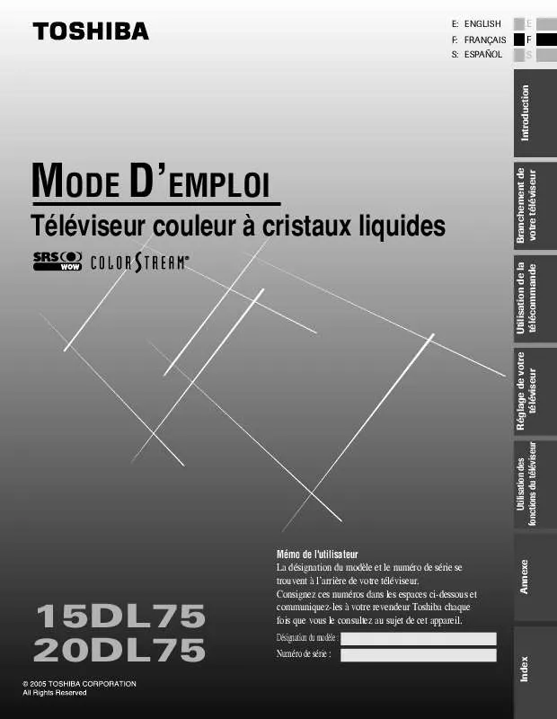 Mode d'emploi TOSHIBA 15DL75