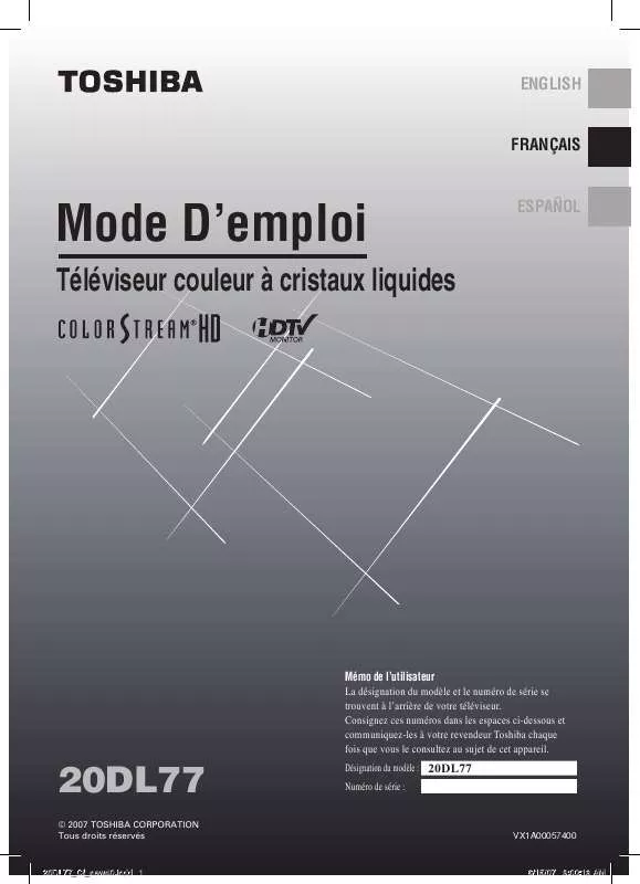 Mode d'emploi TOSHIBA 20DL77