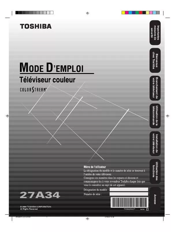 Mode d'emploi TOSHIBA 27A34