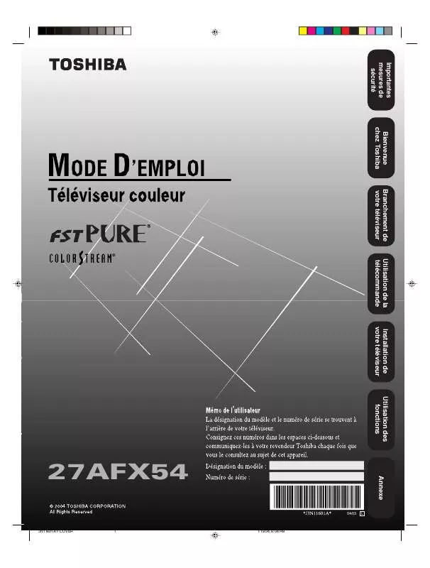 Mode d'emploi TOSHIBA 27AFX54