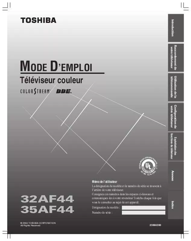 Mode d'emploi TOSHIBA 32AF44