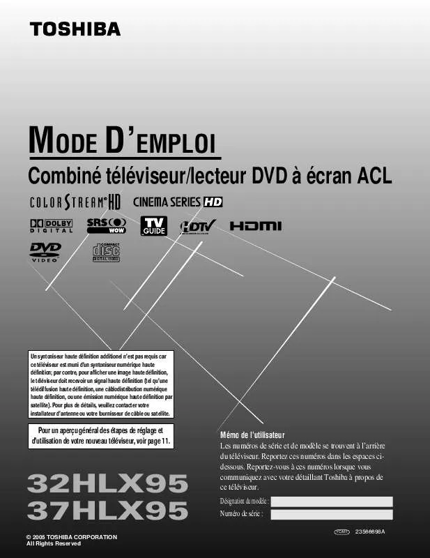 Mode d'emploi TOSHIBA 32HLX95