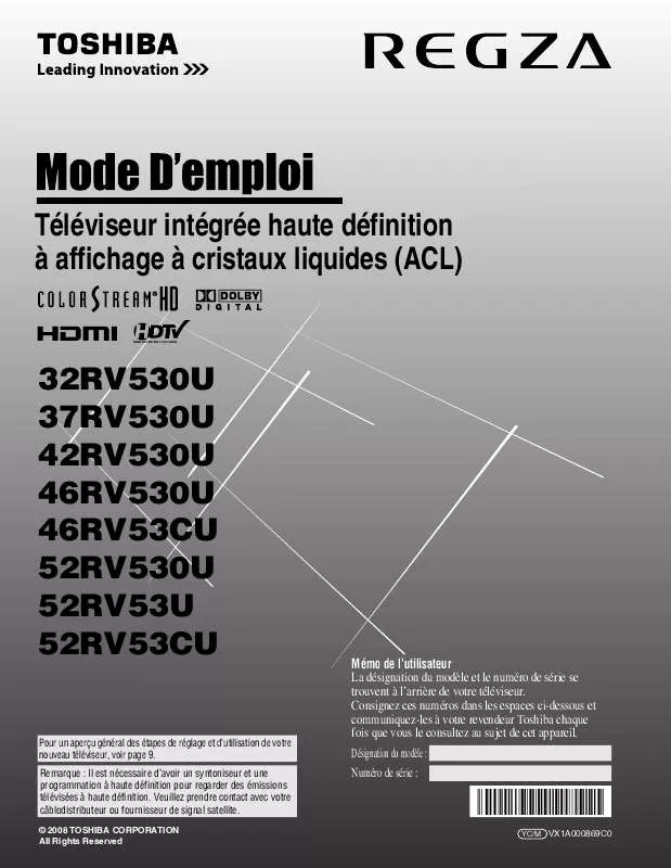 Mode d'emploi TOSHIBA 32RV530U