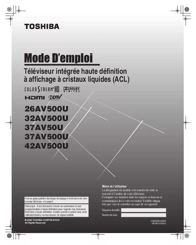 Mode d'emploi TOSHIBA 37AV500U