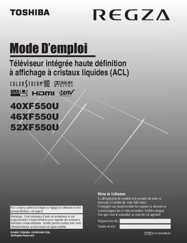 Mode d'emploi TOSHIBA 40XF550U