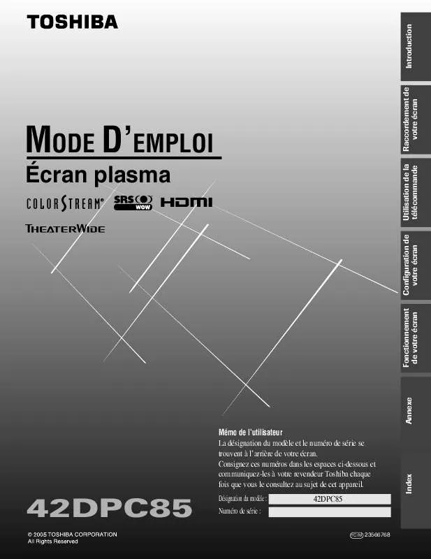 Mode d'emploi TOSHIBA 42DPC85