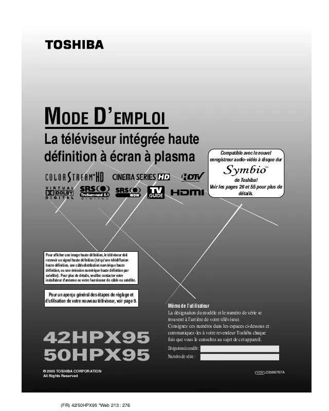 Mode d'emploi TOSHIBA 42HPX95