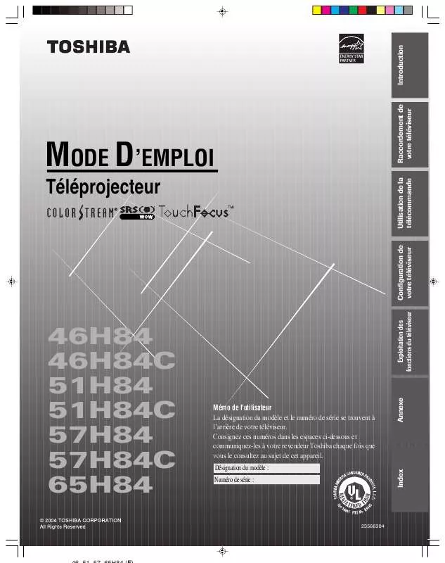 Mode d'emploi TOSHIBA 46H84