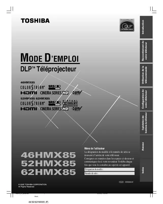 Mode d'emploi TOSHIBA 46HMX85