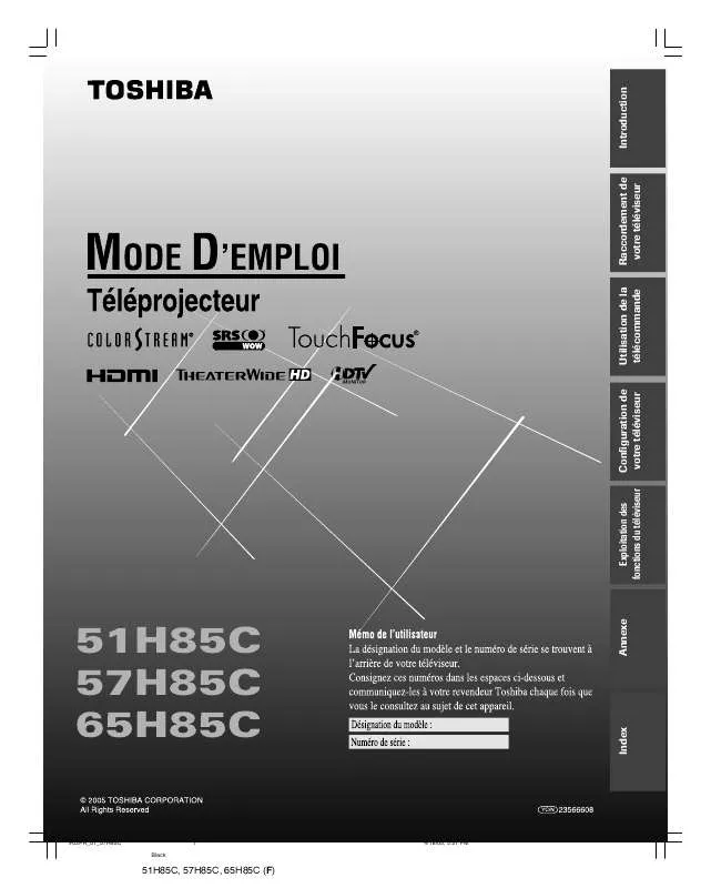 Mode d'emploi TOSHIBA 51H85C