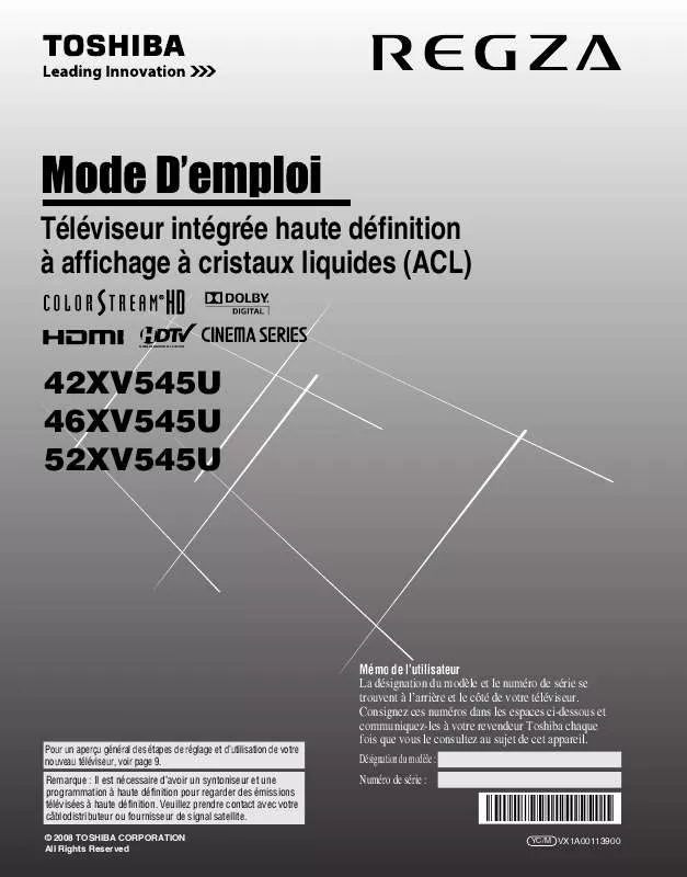 Mode d'emploi TOSHIBA 52XV545U