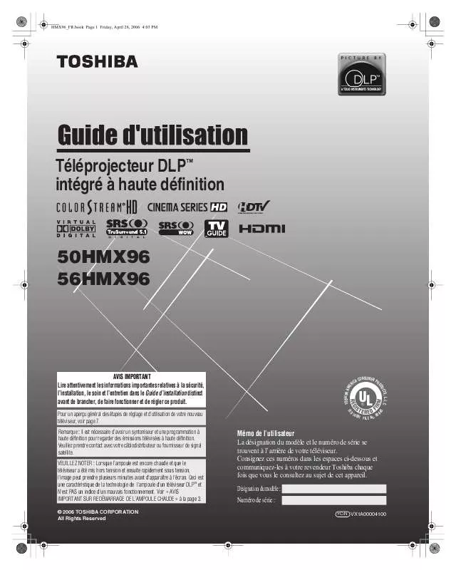 Mode d'emploi TOSHIBA 56HMX96