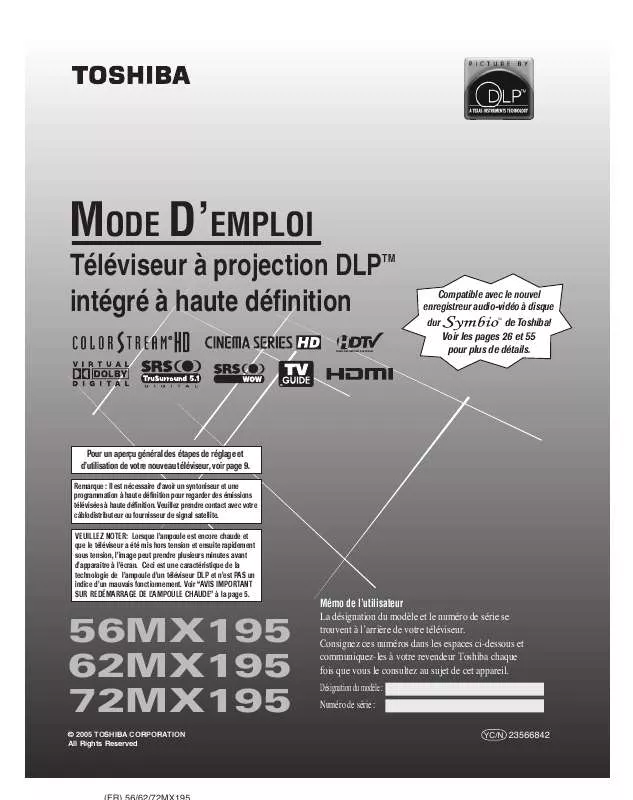 Mode d'emploi TOSHIBA 56MX195