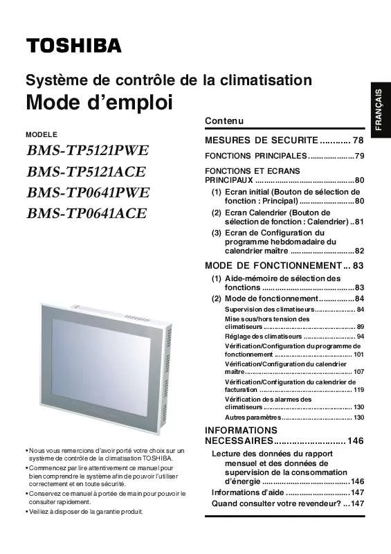 Mode d'emploi TOSHIBA BMS-TP0641ACE