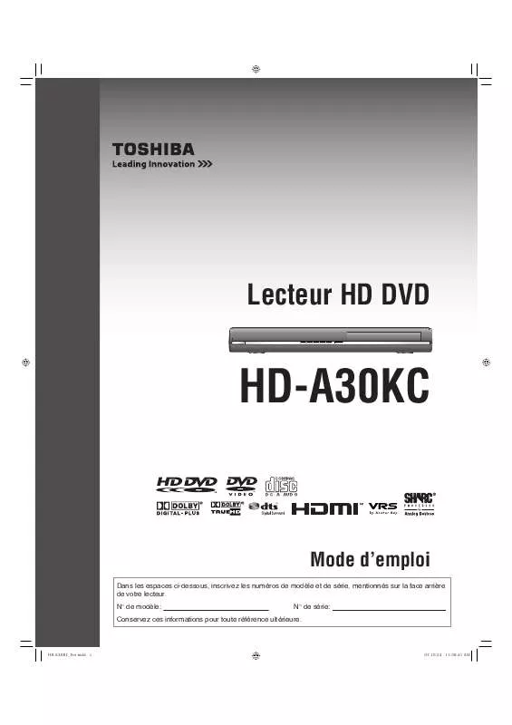 Mode d'emploi TOSHIBA HD-A30