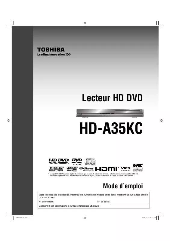 Mode d'emploi TOSHIBA HD-A35