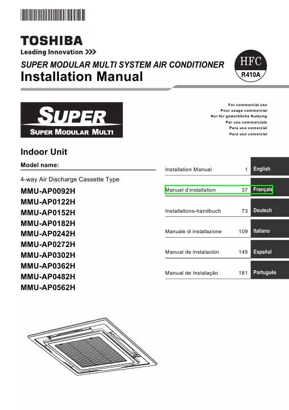 Mode d'emploi TOSHIBA MMU-AP0152H