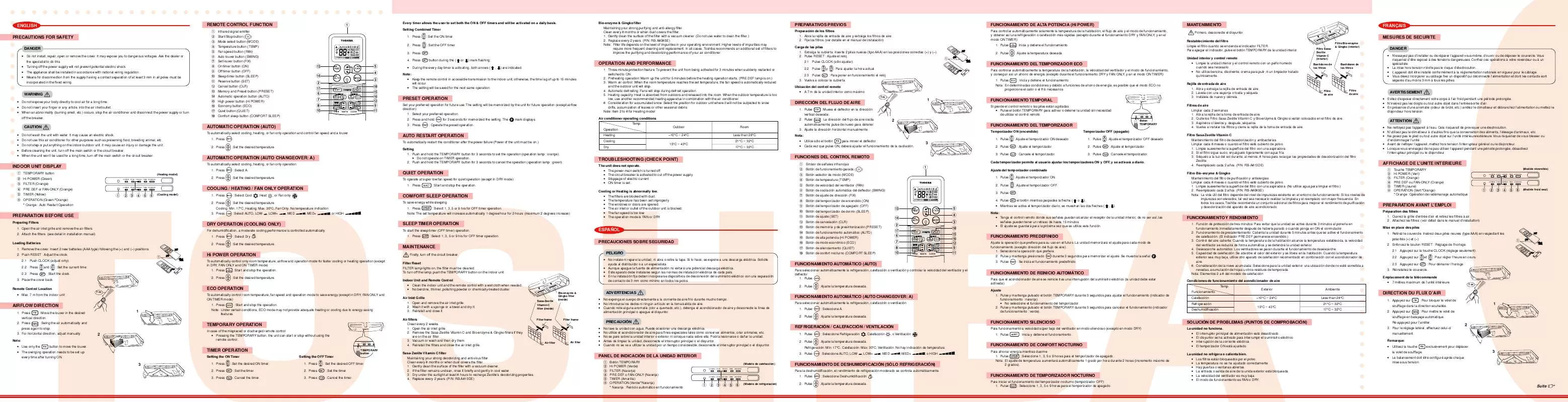 Mode d'emploi TOSHIBA RAS-18GFHP-ES2