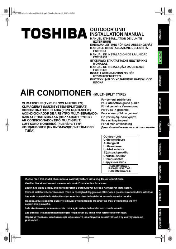 Mode d'emploi TOSHIBA RAS-3M18SACV-E