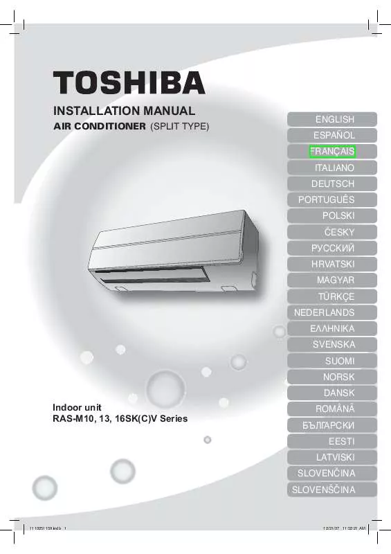 Mode d'emploi TOSHIBA RAS-M13SKCV-E