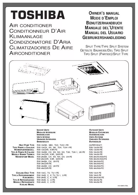 Mode d'emploi TOSHIBA RAV-264BH-PE