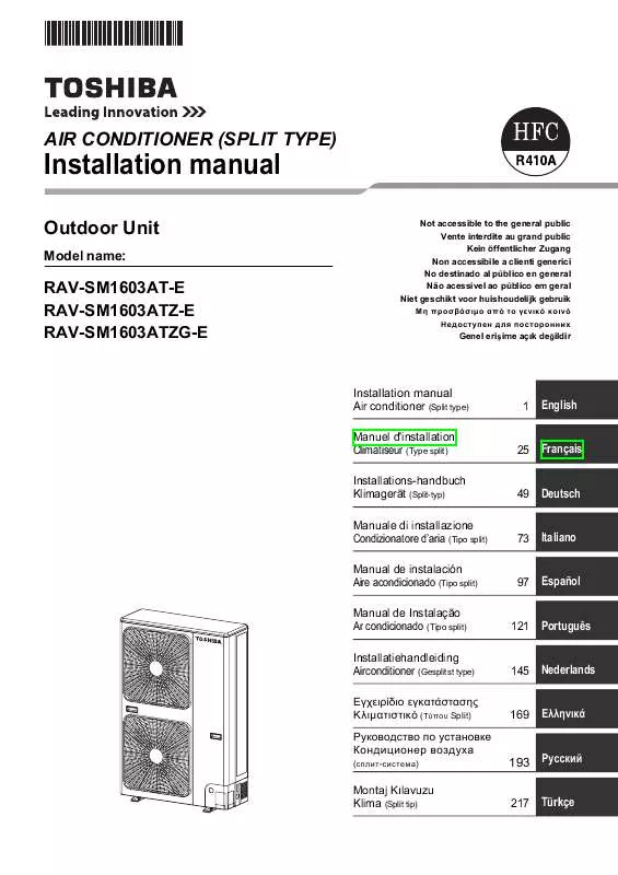 Mode d'emploi TOSHIBA RAV-SM1603ATZ-E