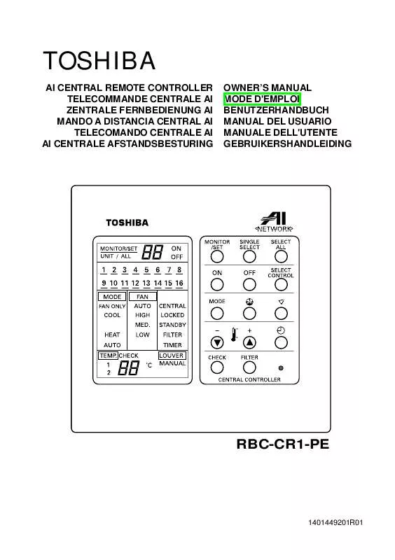 Mode d'emploi TOSHIBA RBC-CR1PE