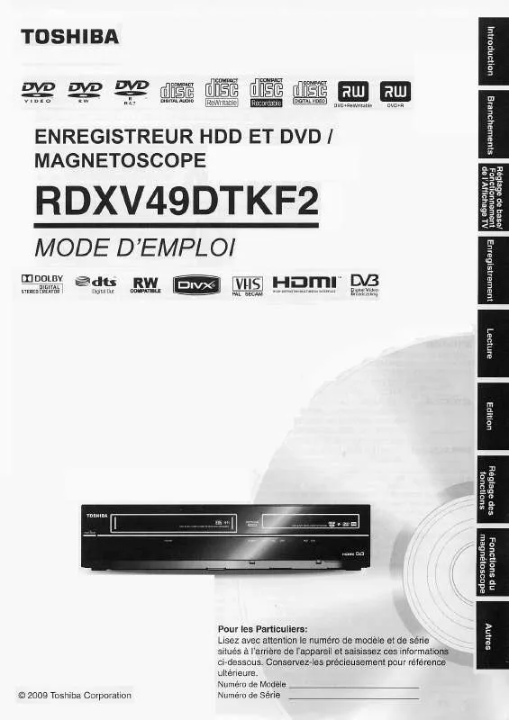 Mode d'emploi TOSHIBA RD-XV49DTKF2