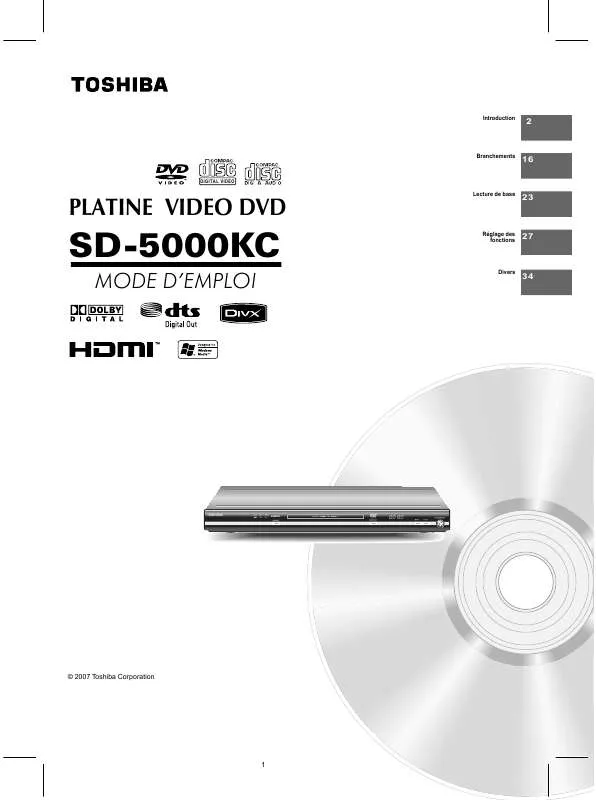 Mode d'emploi TOSHIBA SD-5000KC