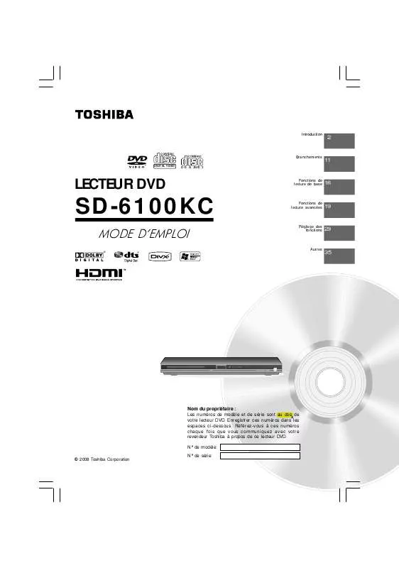 Mode d'emploi TOSHIBA SD-6100