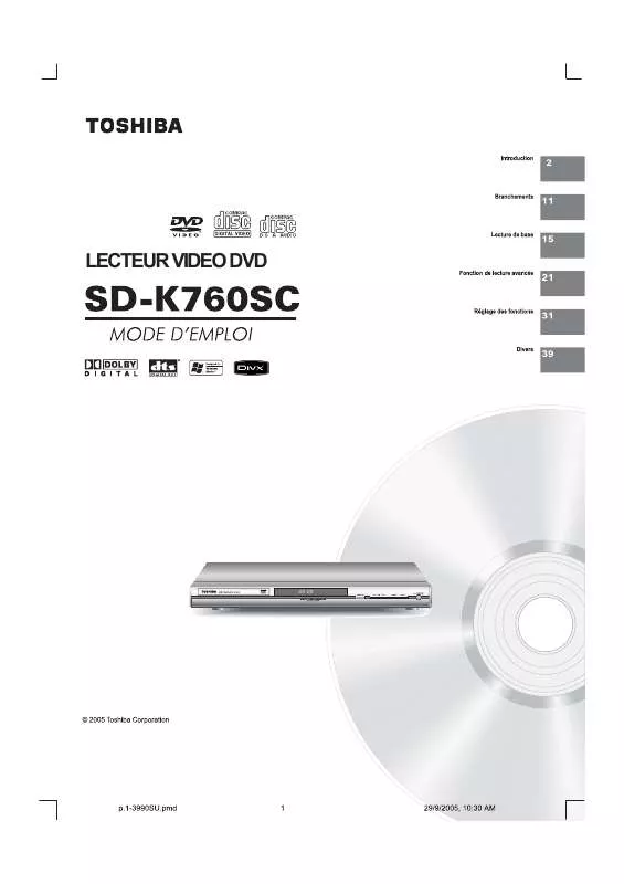 Mode d'emploi TOSHIBA SD-K760