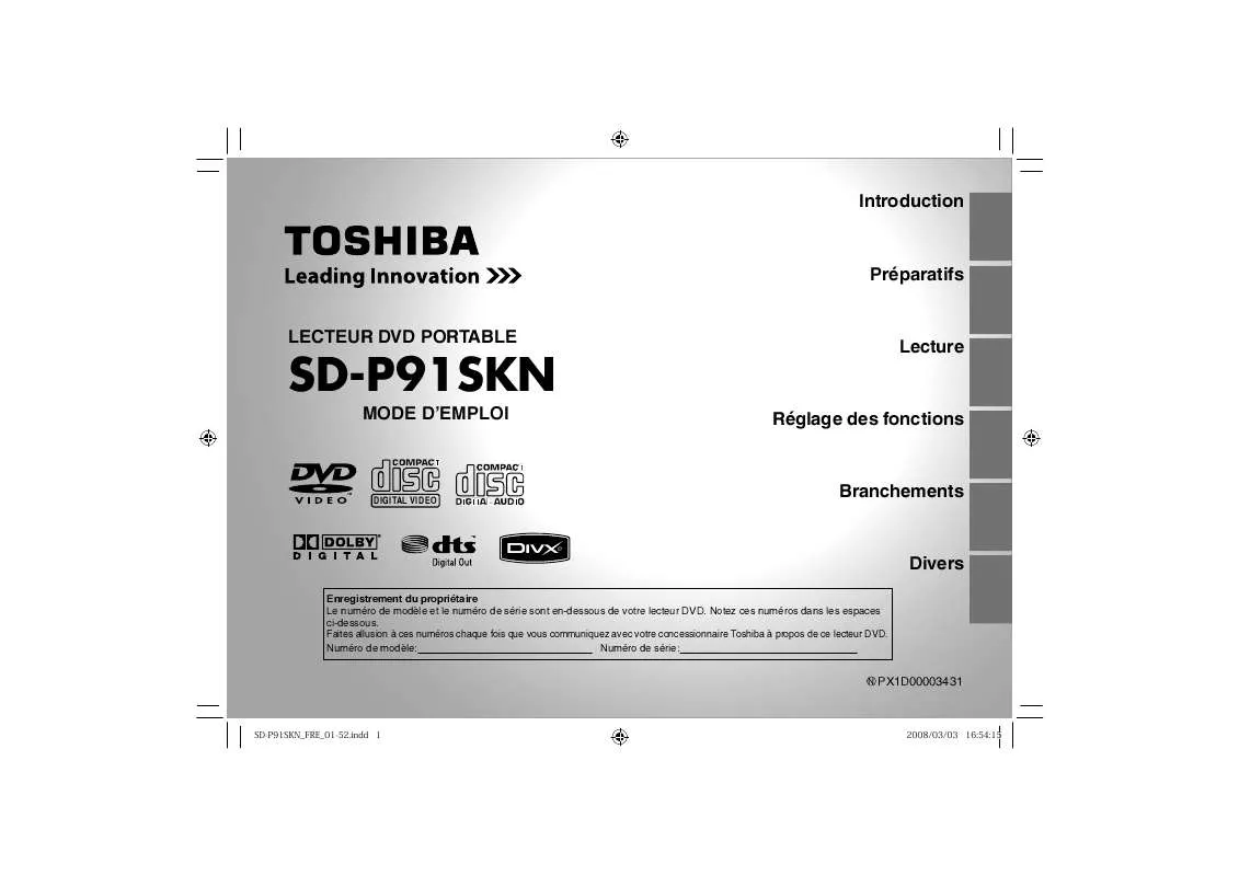 Mode d'emploi TOSHIBA SD-P91SK