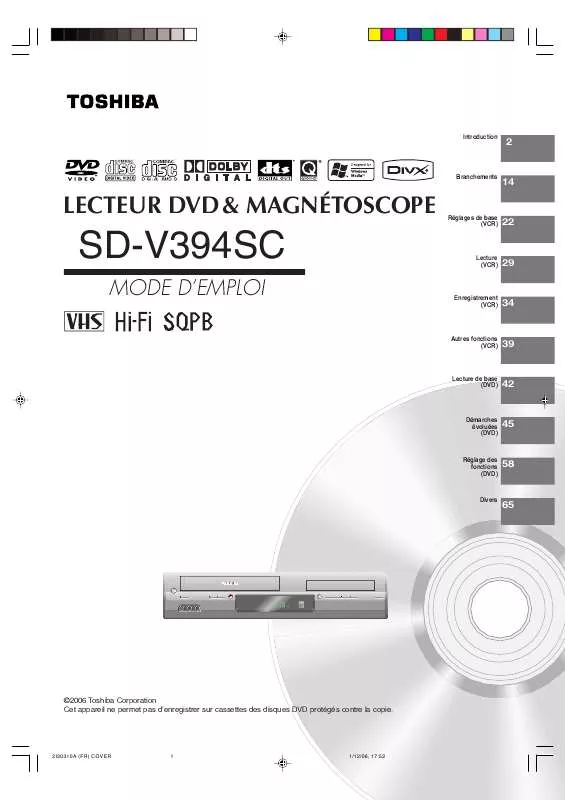 Mode d'emploi TOSHIBA SD-V394