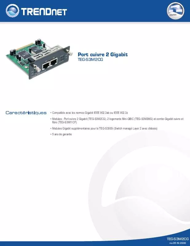 Mode d'emploi TRENDNET TEG-S3M2CG