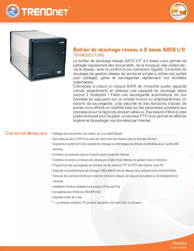 Mode d'emploi TRENDNET TS-S402