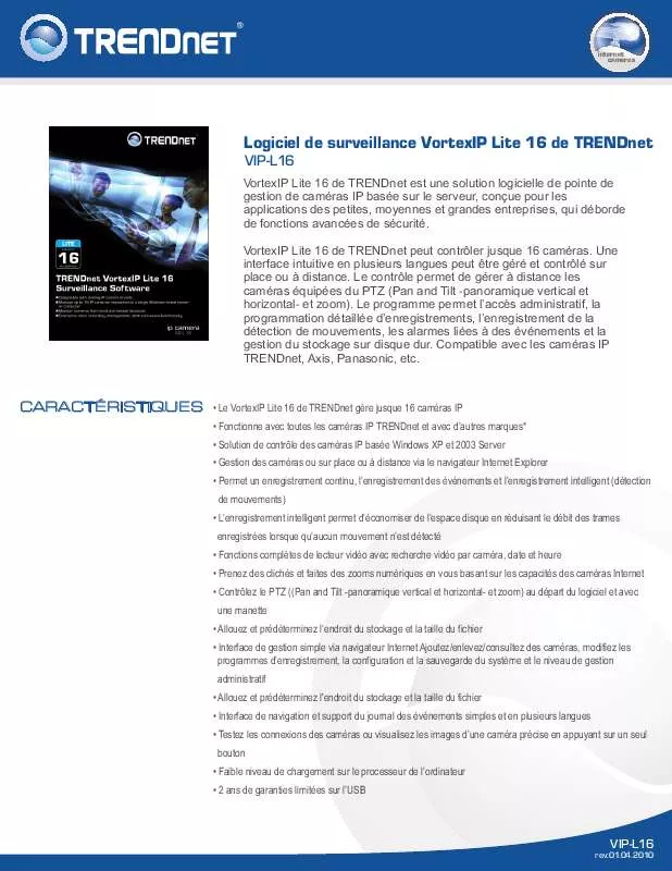 Mode d'emploi TRENDNET VIP-L16