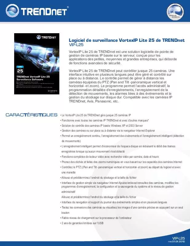 Mode d'emploi TRENDNET VIP-L25