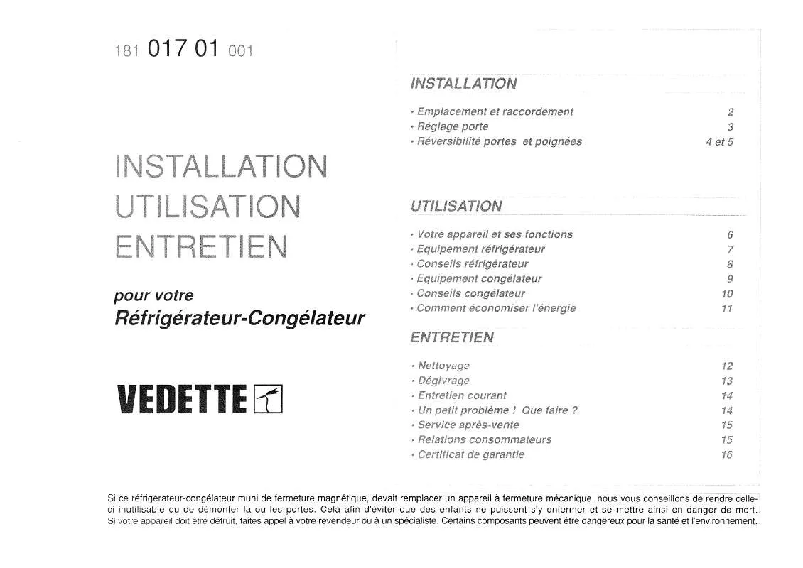 Mode d'emploi VEDETTE RC6357