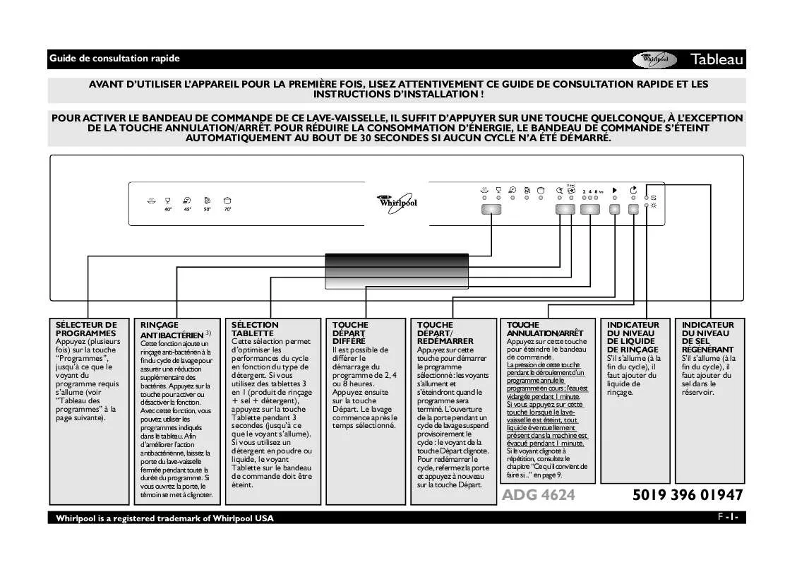 Mode d'emploi WHIRLPOOL ADG 4624 NB