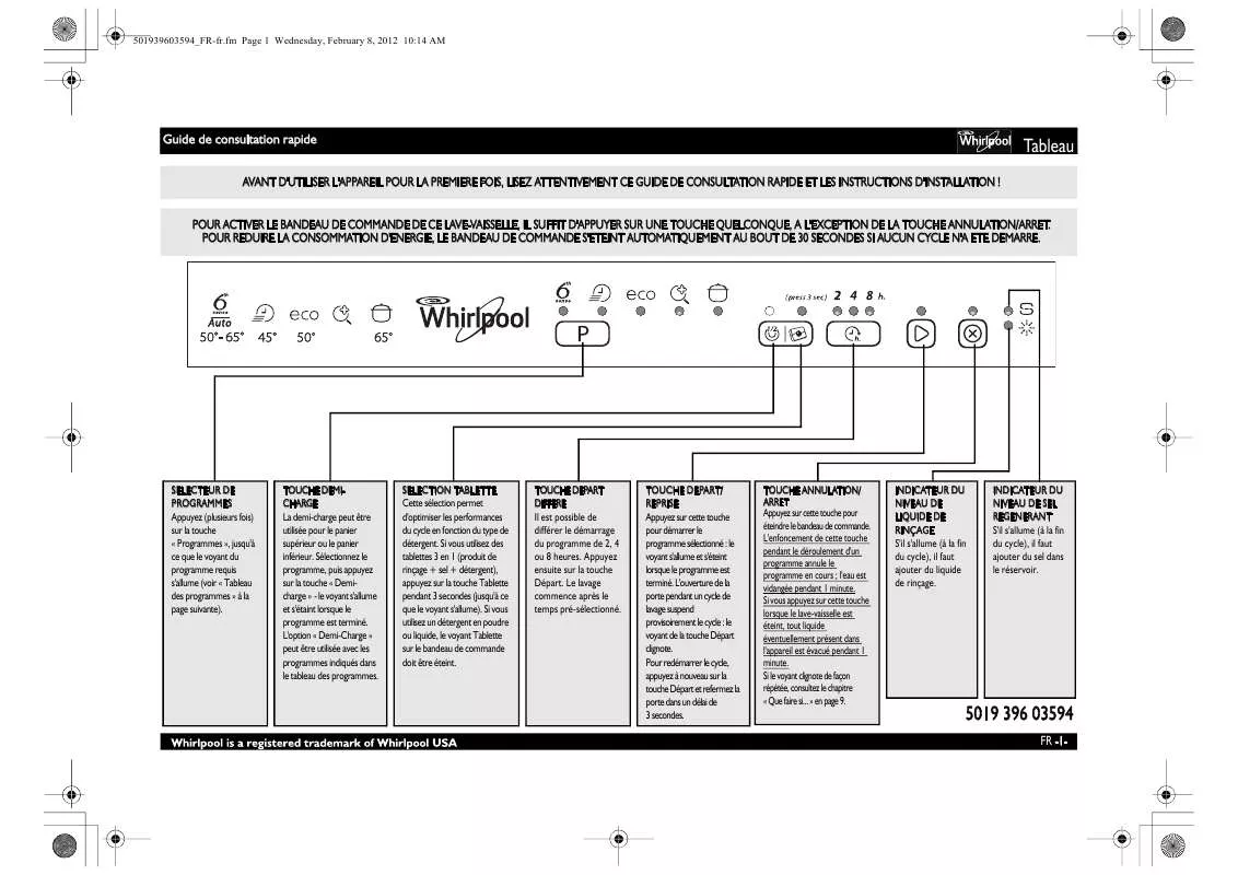 Mode d'emploi WHIRLPOOL ADG 6353 A TR FD